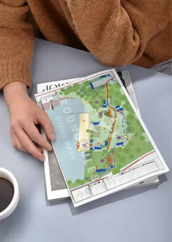 voorbeeld van een evenementen plattegrond getekend door groundrules