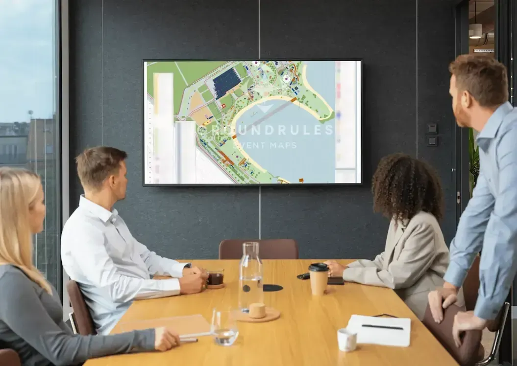 voorbeeld van een evenementen plattegrond getekend door groundrules in een vergader setting