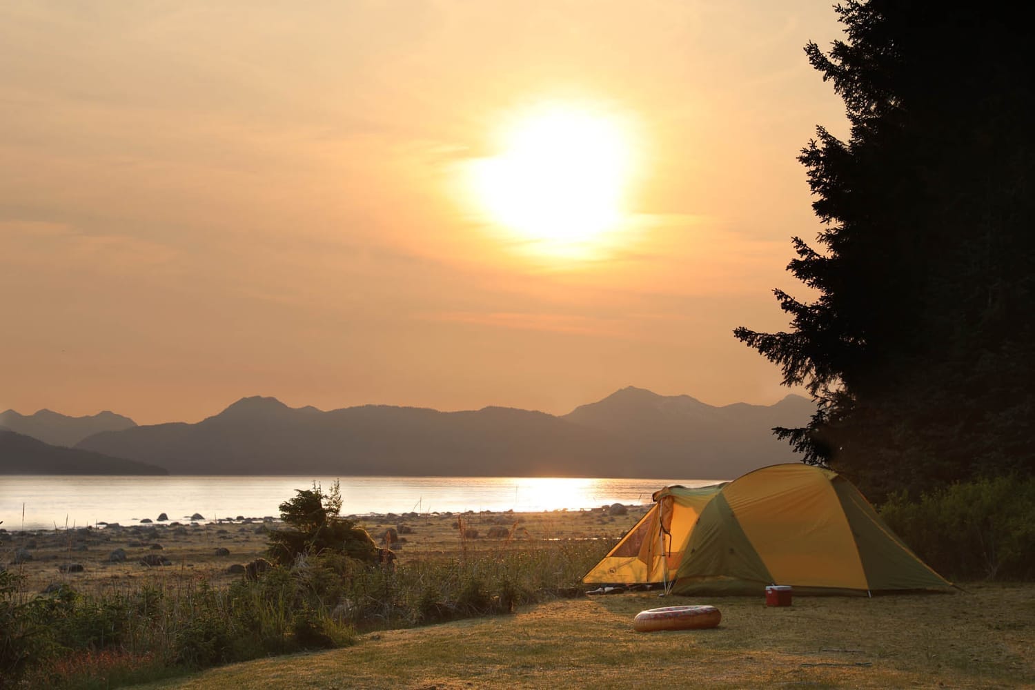 Camping during a custom charter tour by FauneVoyage Tours in Petersburg, Alaska