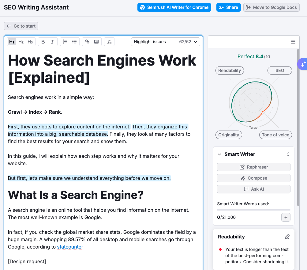 Semrush SEO Writing Assistant