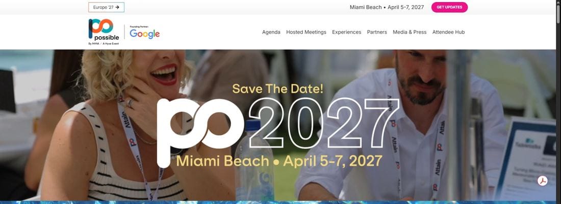 POSSIBLE 2027 home page, first screen