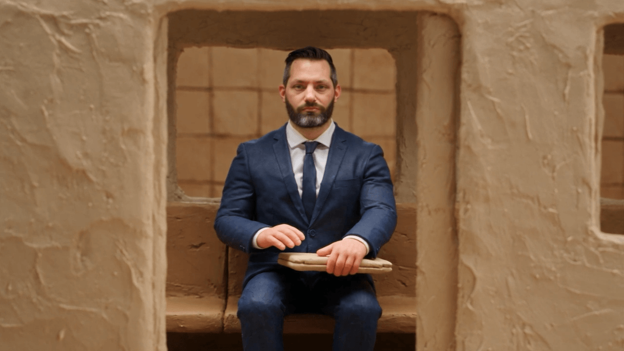Plan en pâte à modeler, le personnage dans un métro sculpté