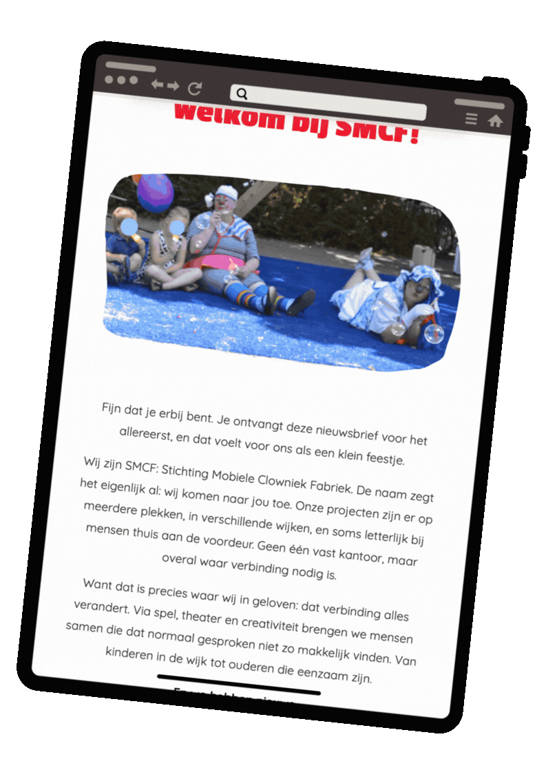 Preview van de SMCF nieuwsbrief op een tablet