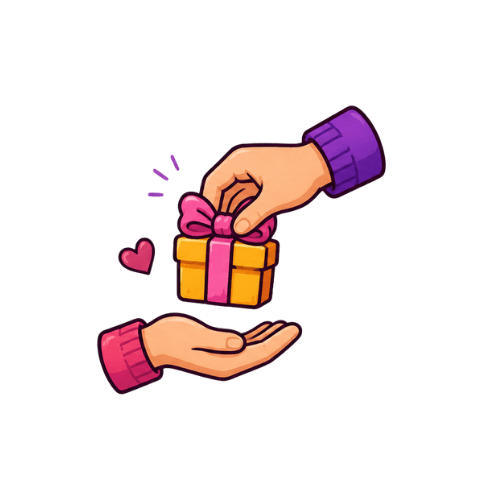 Handen met cadeau