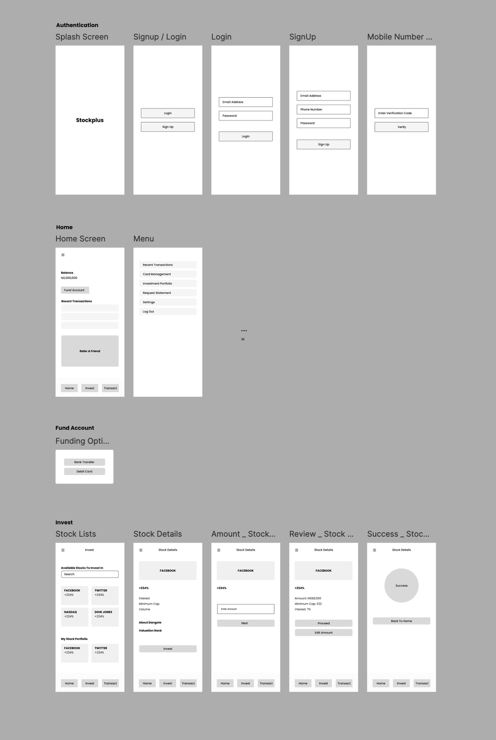Lo-fi wireframes