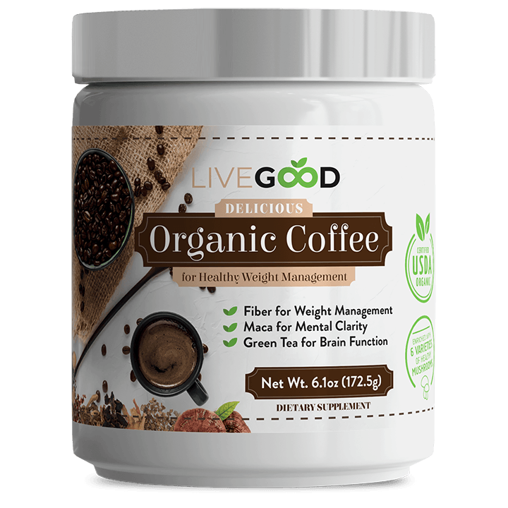 LiveGood Organic Coffee for Healthy Weight Management (in white small tub)