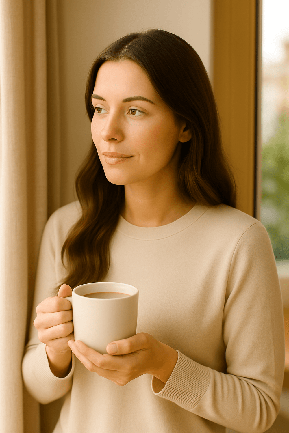 Woman enjoying morning coffee