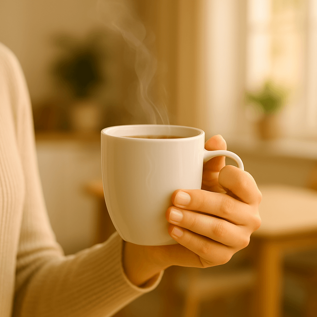 Warm morning coffee moment