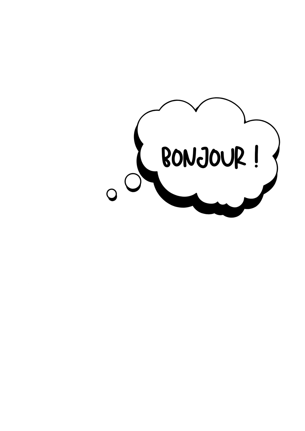 bonhomme souriant s'exclamant dans une bulle "bonjour"