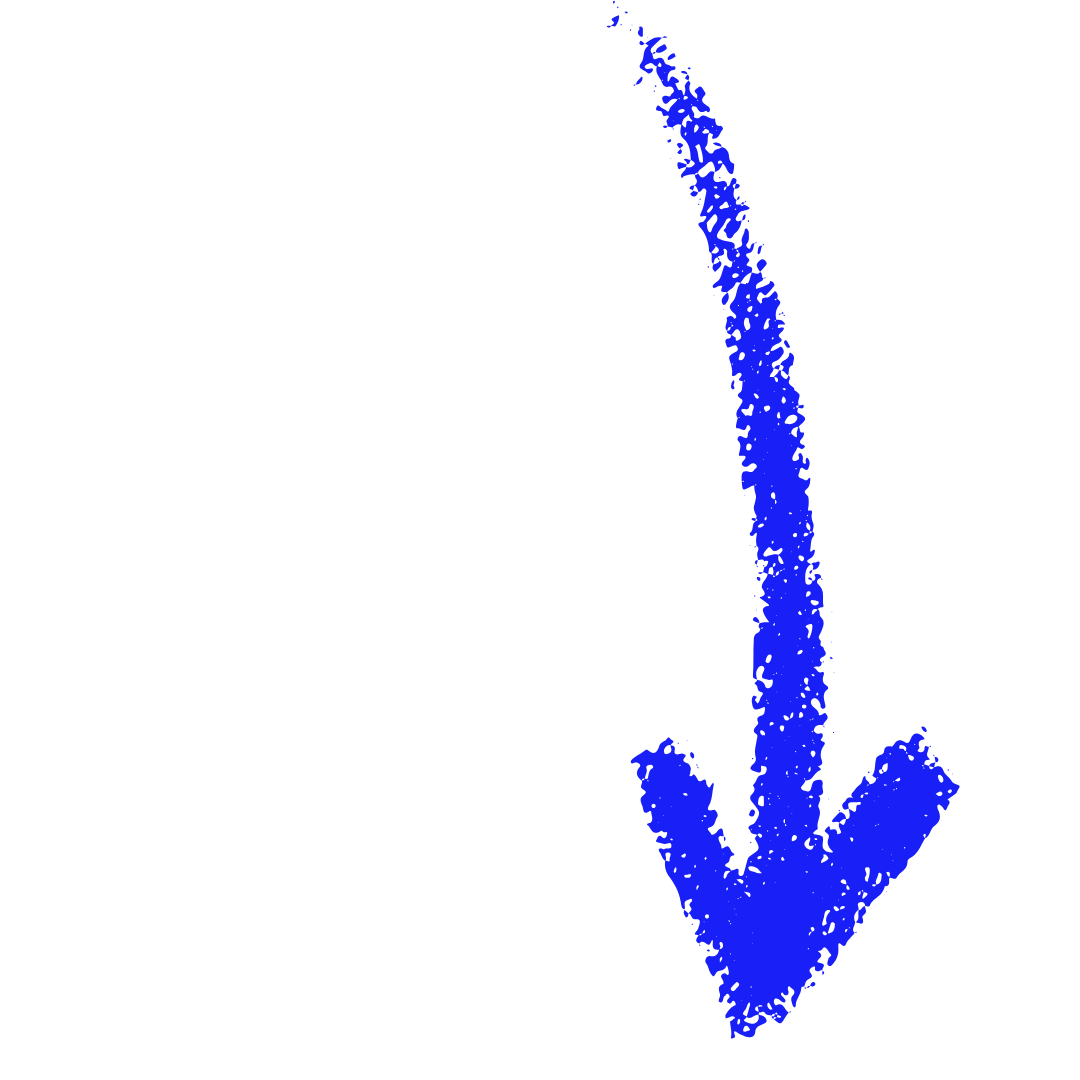 Flèche bleue verticale illustrant la clarté apportée par La Maison Lila Plume 