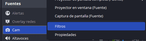 filtros de cam en obs studio