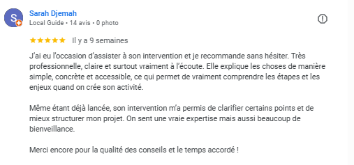 Avis client réseaux sociaux business