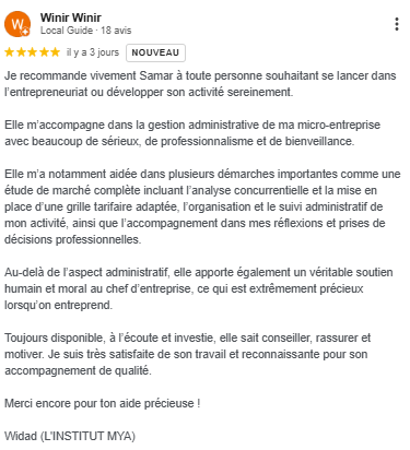 Avis client création entreprise
