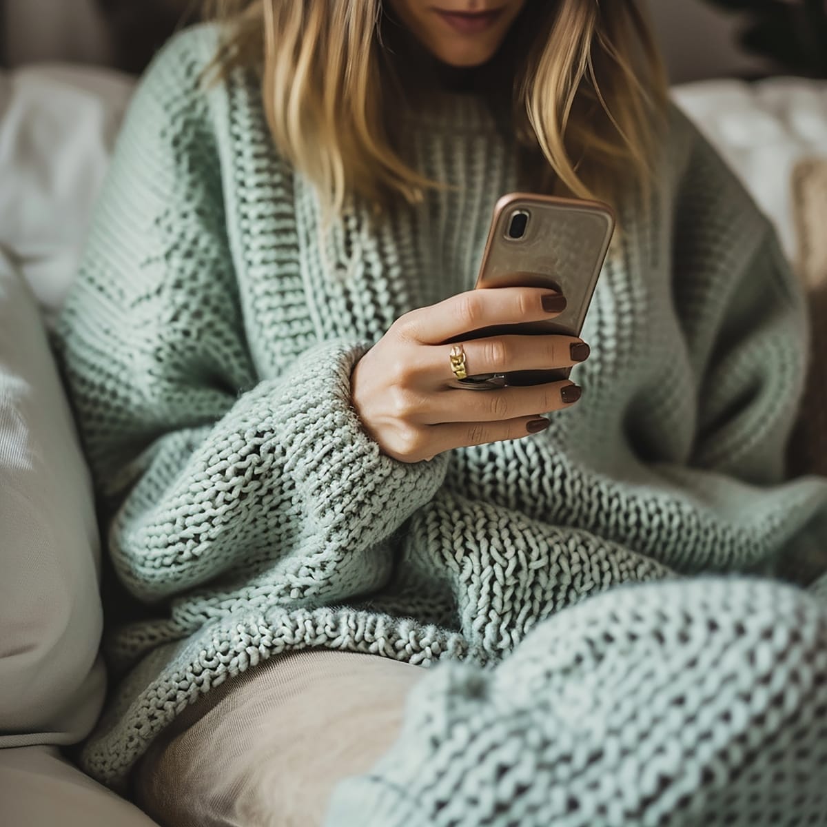 woman-looking-at-phone-and-distracted