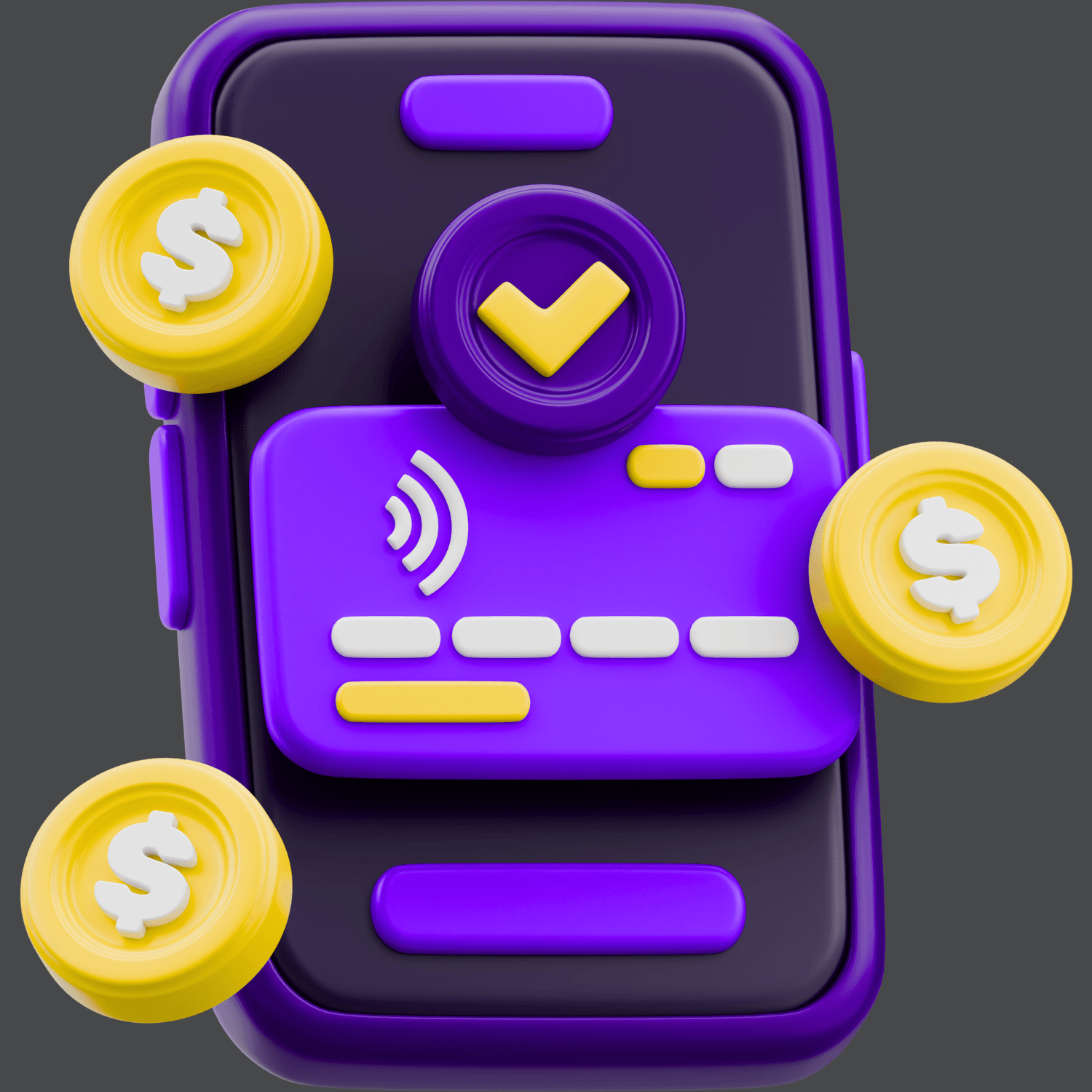 Illustration d'un smartphone avec des pièces de monnaie