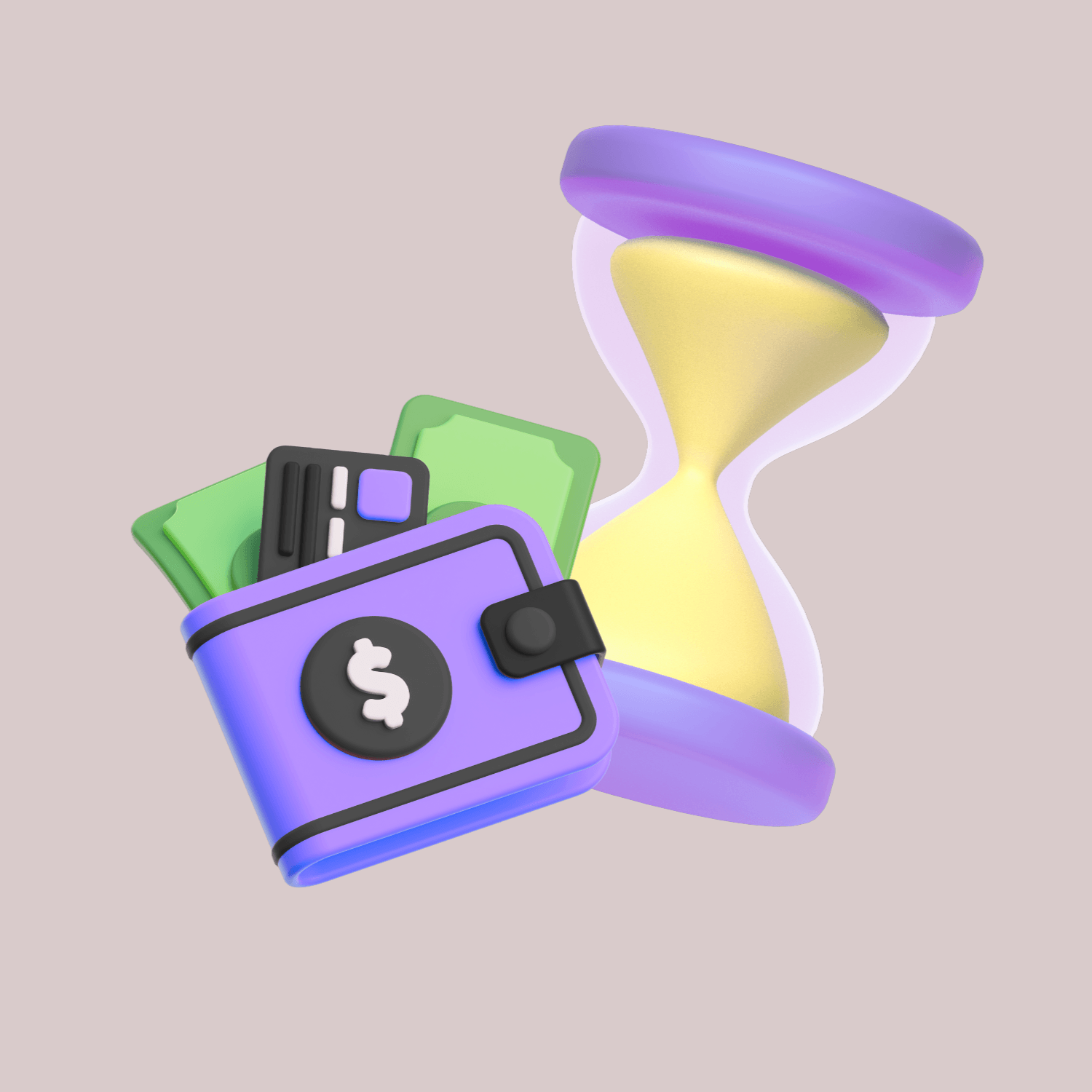 Illustration d'un sablier et d'un portefeuille