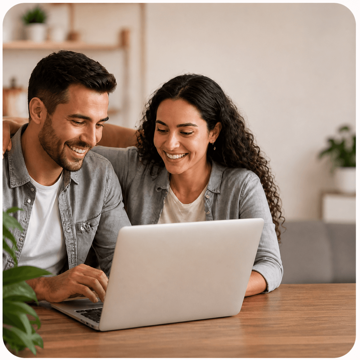 Couple working from home on laptop