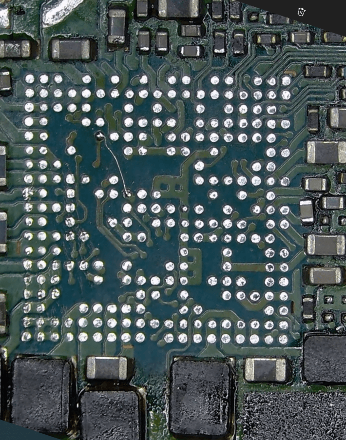 Mobile motherboard chip level repairing under microscope