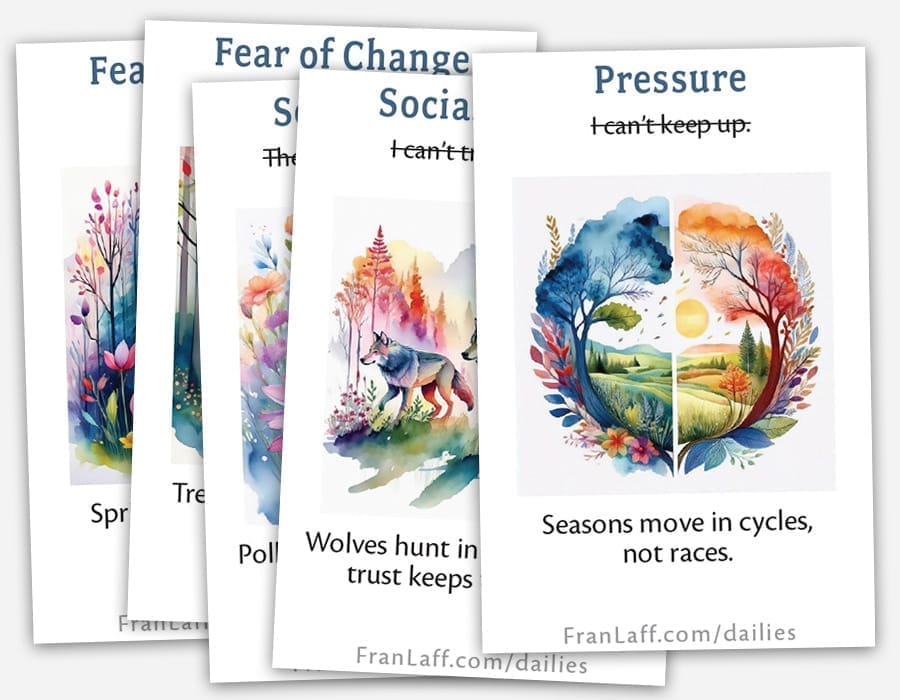 Set of 8 FREE printable Nature-Based Reframes Cards!