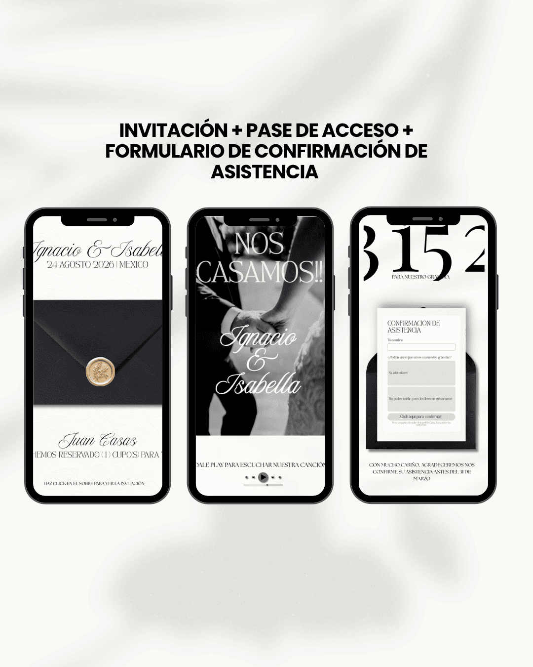Invitación de boda digital plantilla