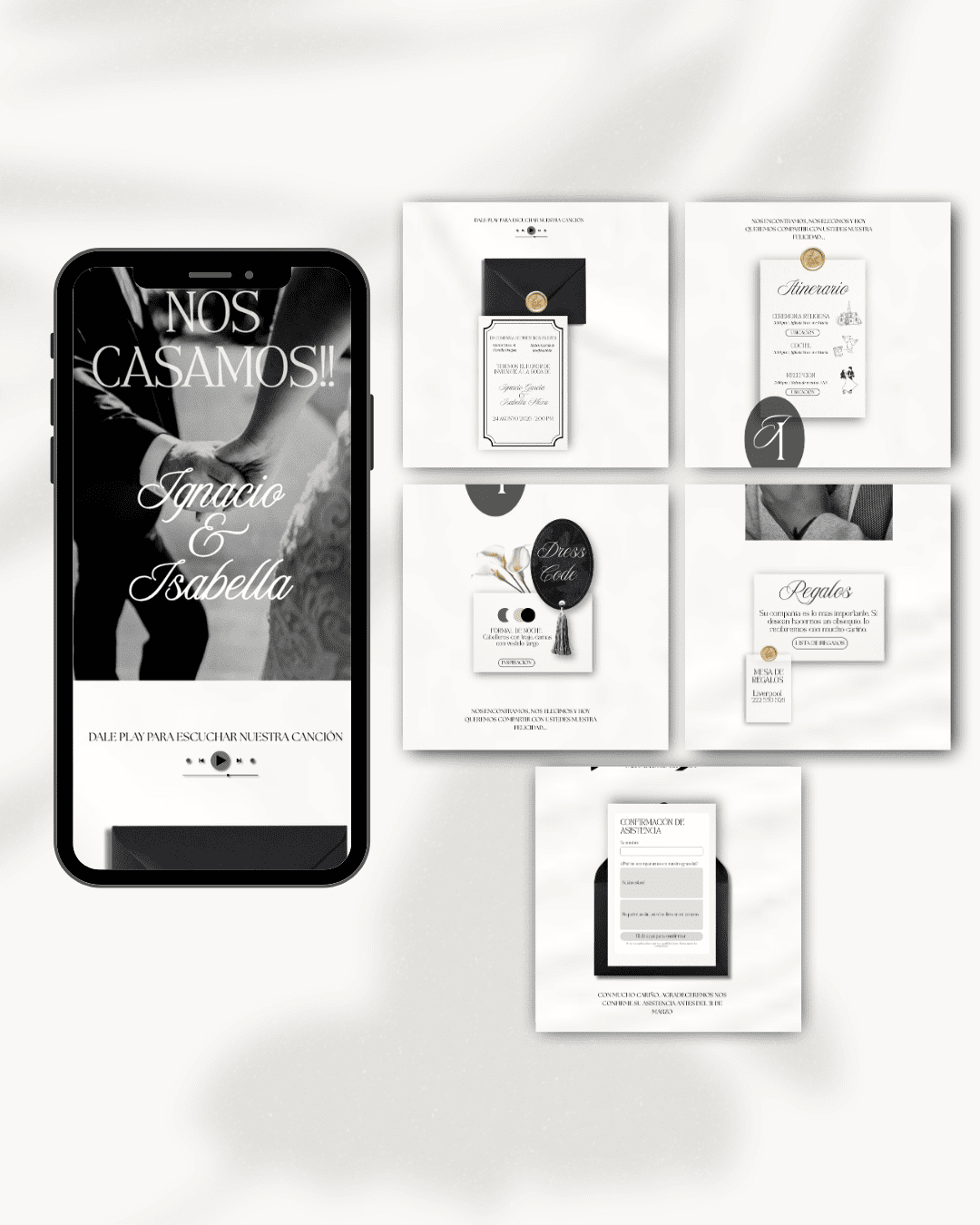 Invitación de boda digital plantilla
