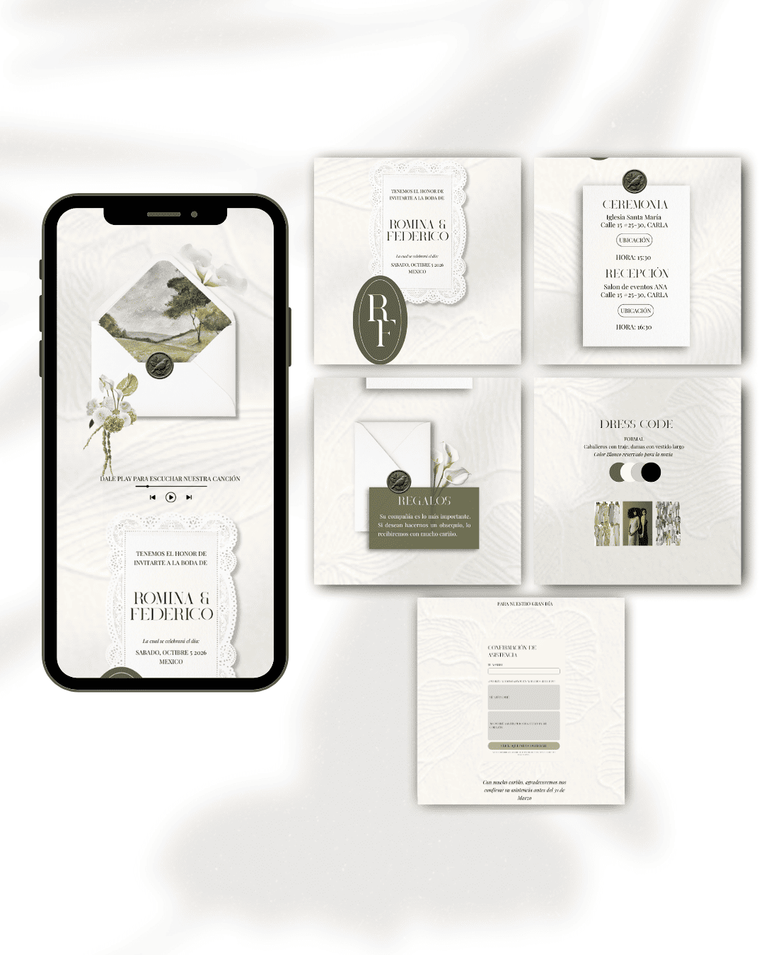 Invitación de boda digital plantilla