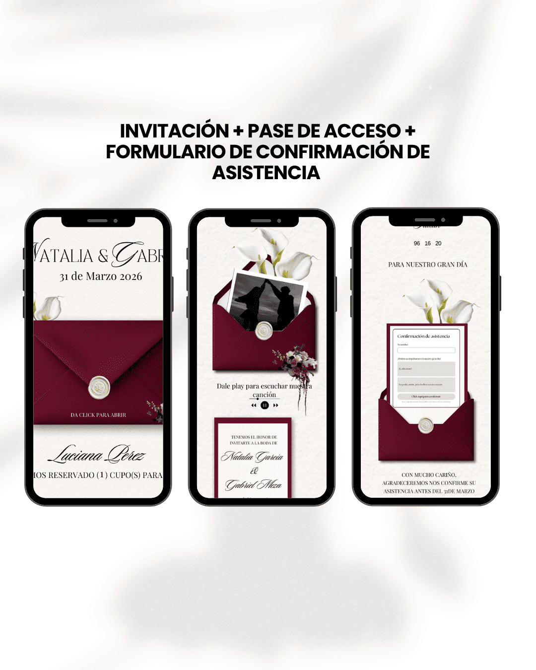 Invitación de boda digital plantilla