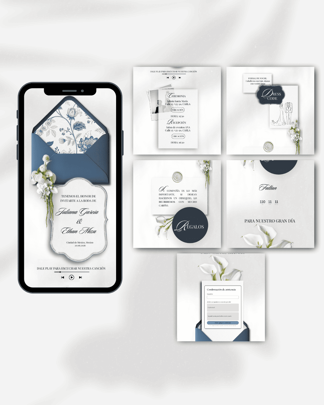 Invitación de boda digital plantilla