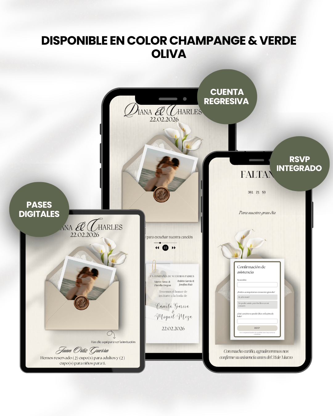 Invitación de boda digital plantilla DIANA Y CHARLES