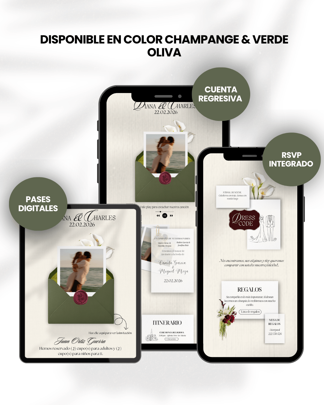 Invitación de boda digital plantilla DIANA Y CHARLES