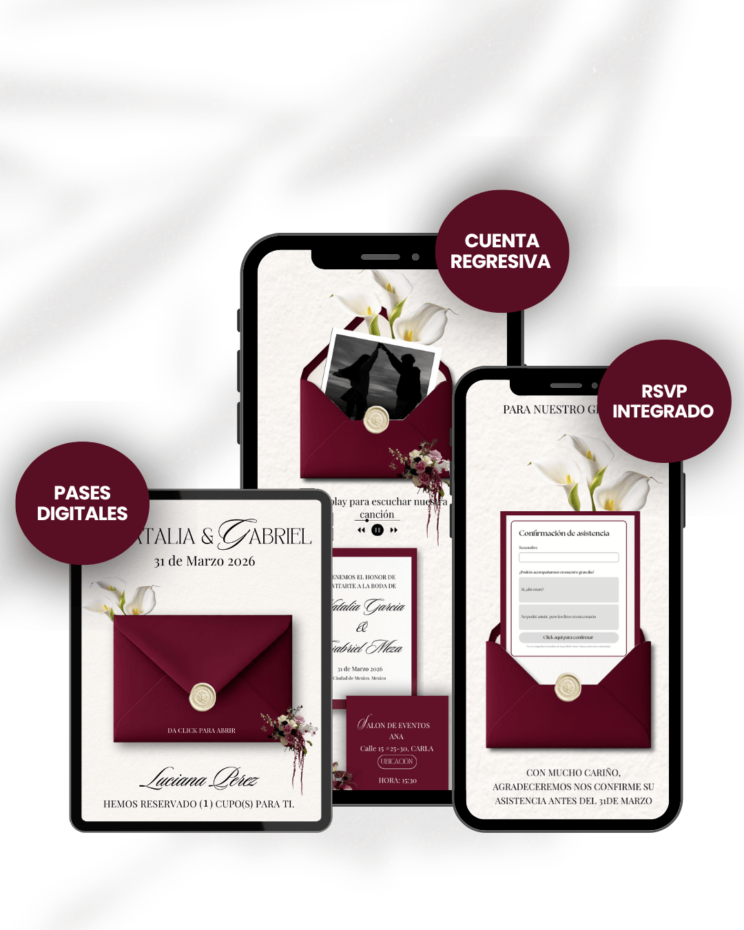 Invitación de boda digital plantilla