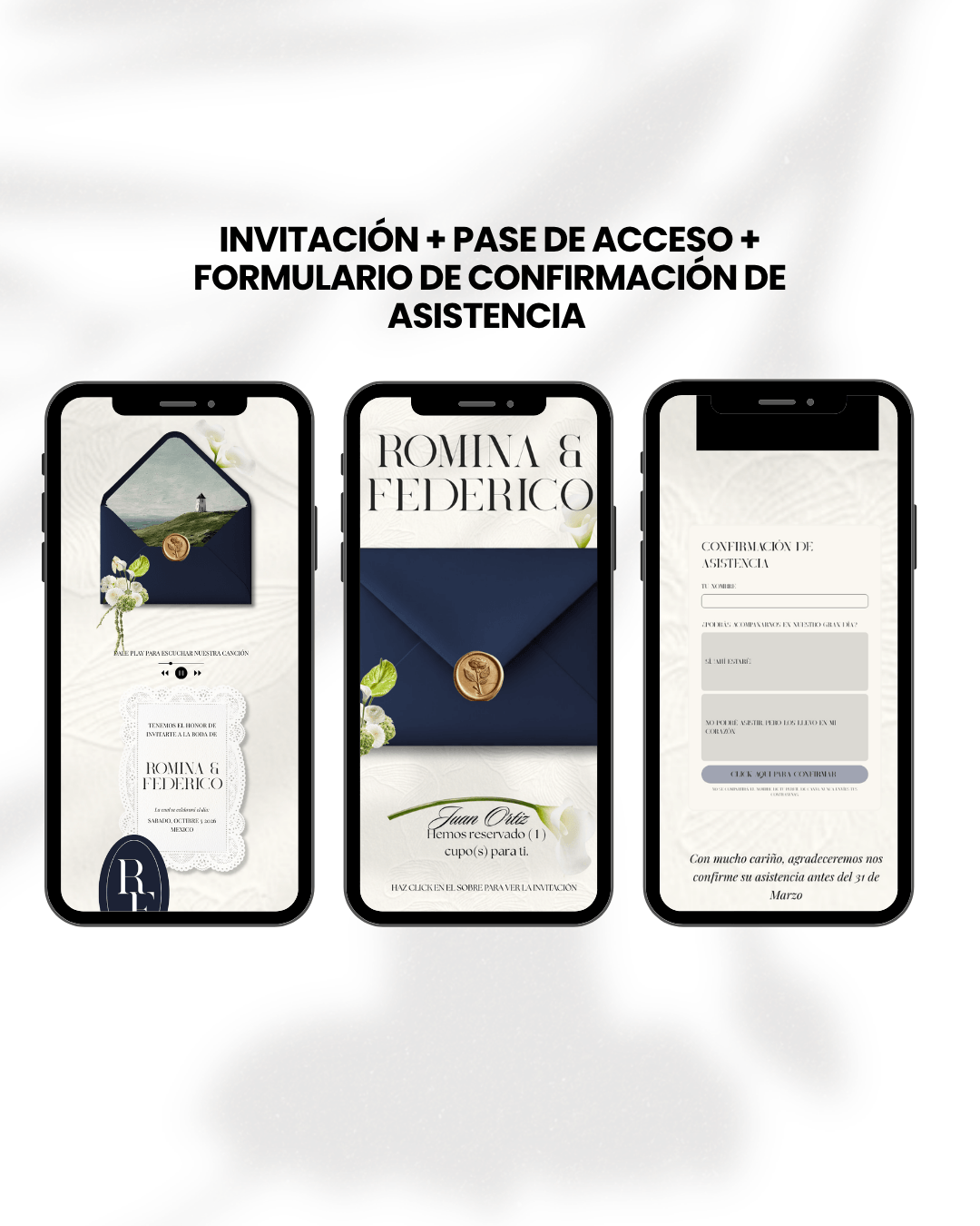 Invitación de boda digital plantilla
