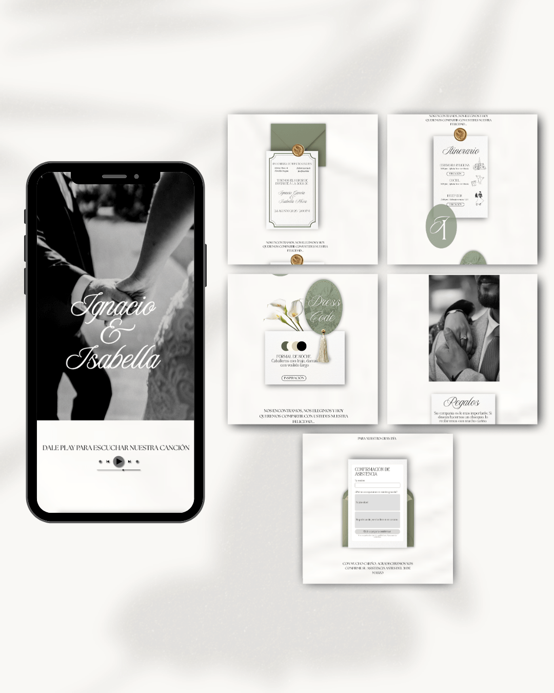 Invitación de boda digital plantilla