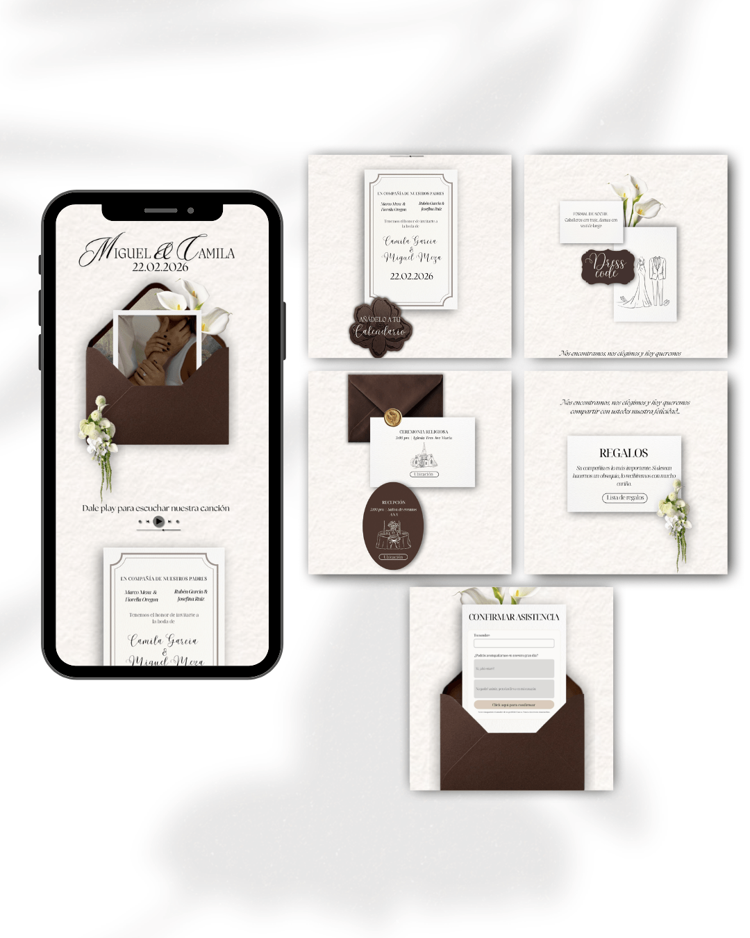Invitación de boda digital plantilla