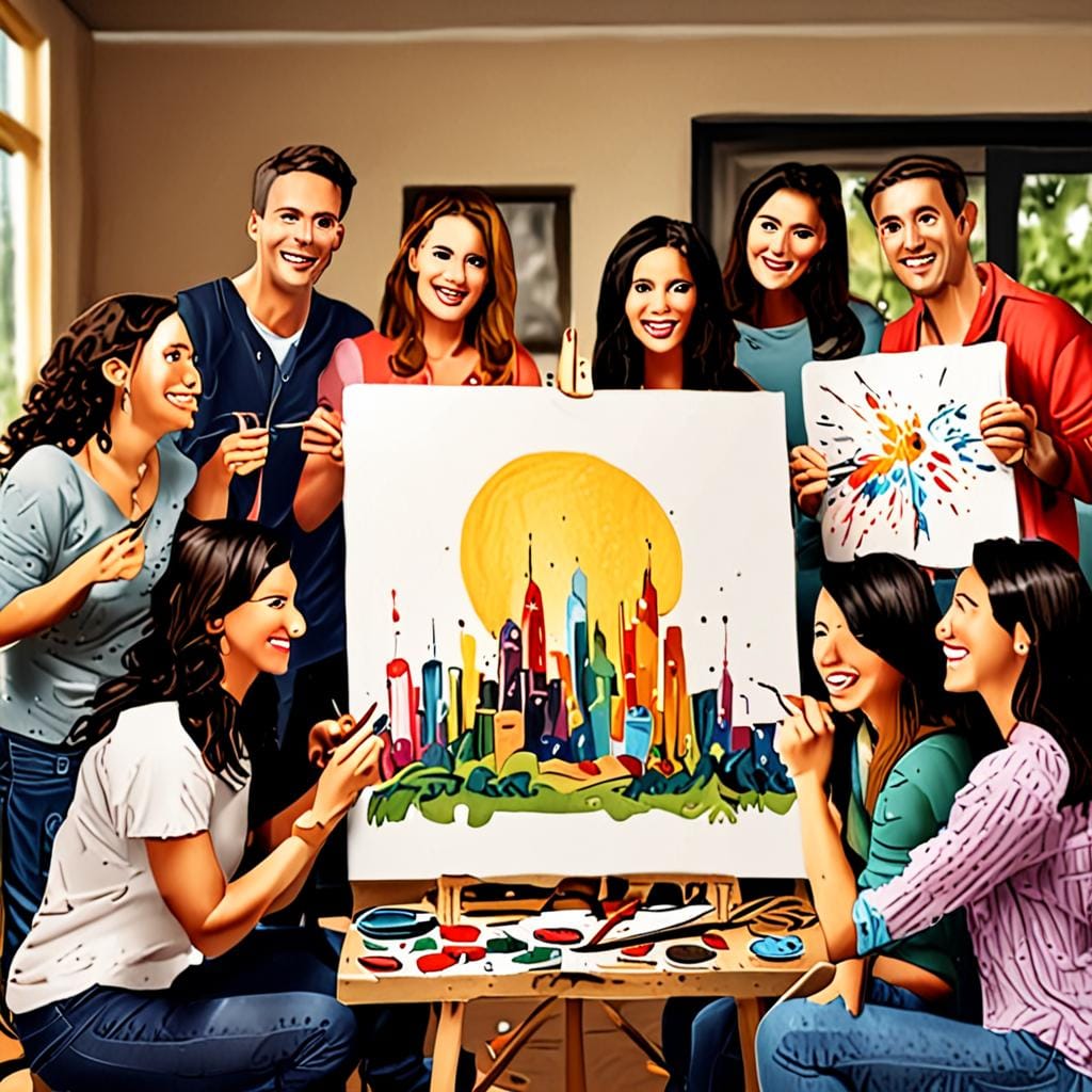 friends painting party celebration