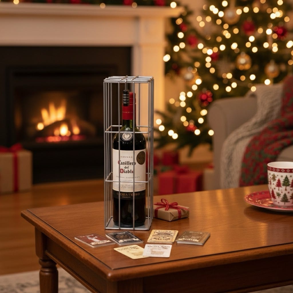 Luxury wine escape room puzzle game with clues and riddles, designed as an elegant gifting experience for wine lovers.