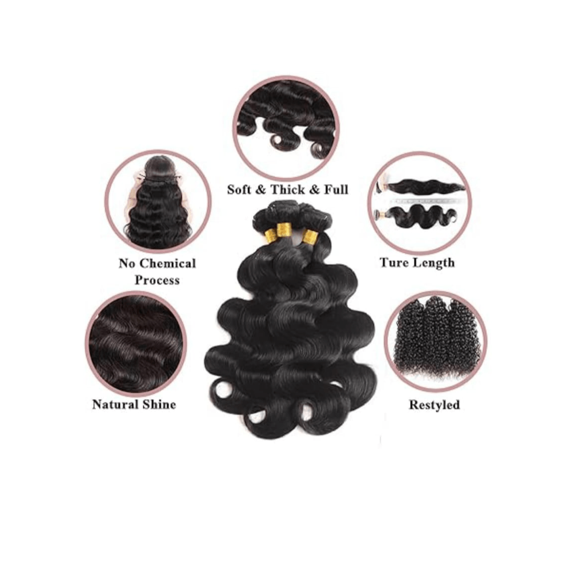 Human Hair Bundles 20 22 24 26 Inch Brazilian Virgin Hair 4 Bundles Human Hair Extensions Quick Weave, Natural Black