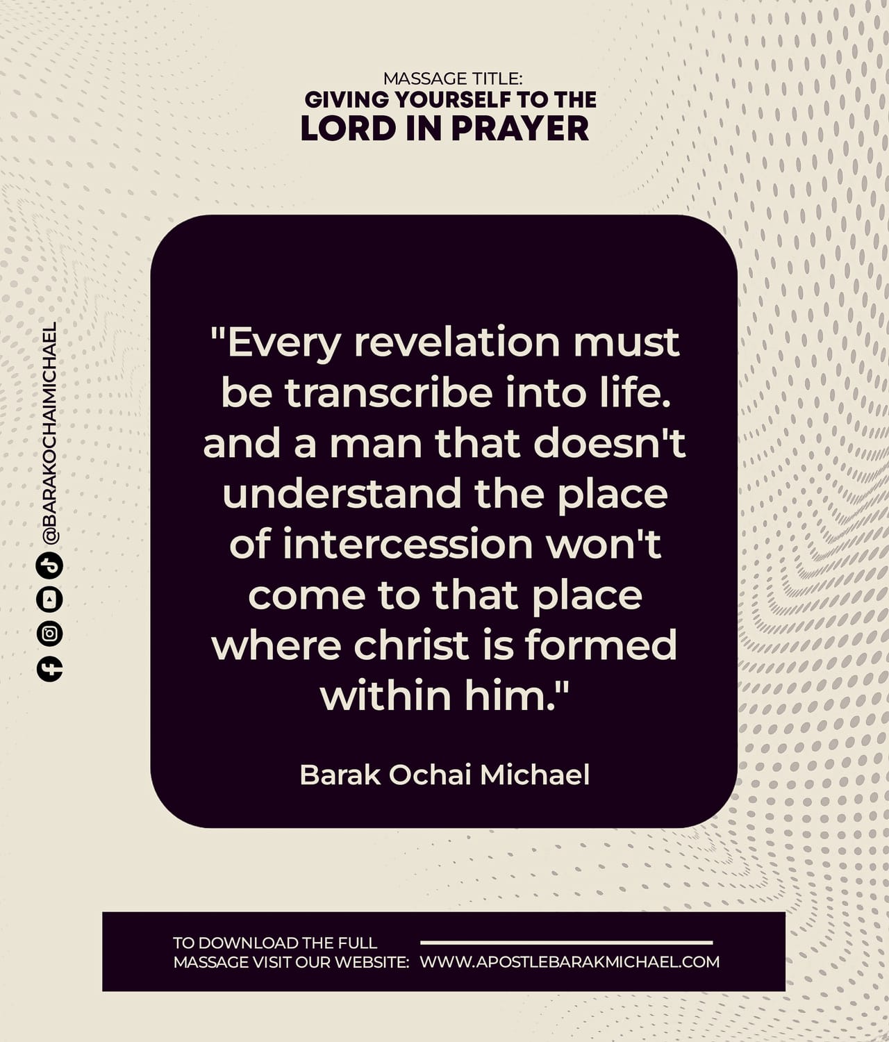 Nugget 11 — Apostle Barak Michael