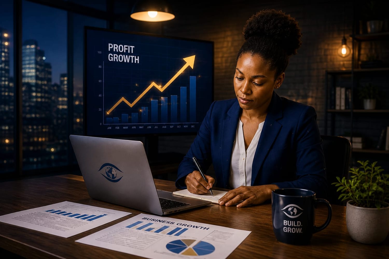 a woman working on her business that is getting profitable