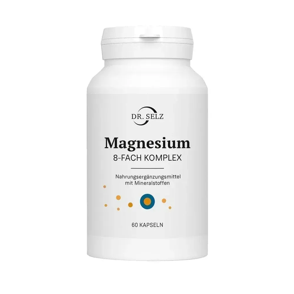Dose mit Nahrungsergänzung Magnesieum 8-fach-Komplex