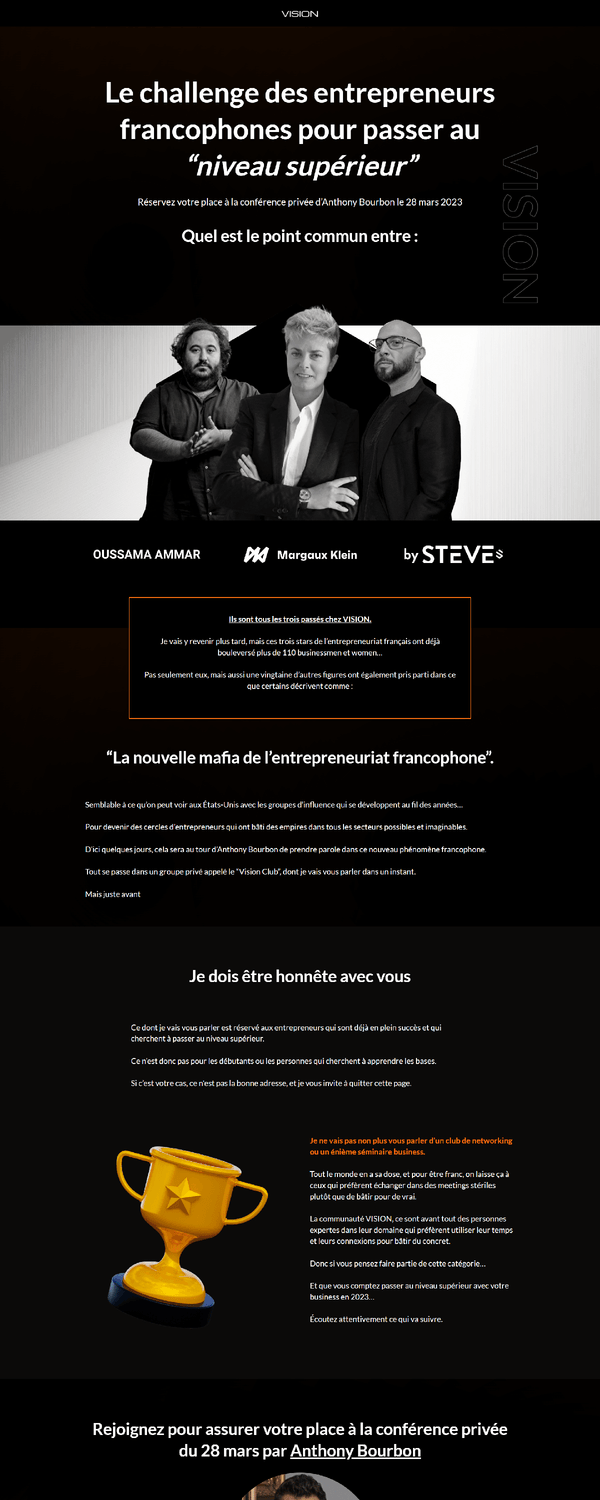 Page de vente VSL
