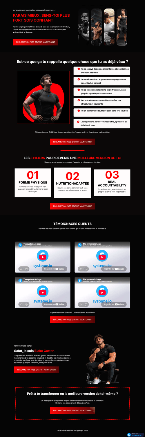 Page de vente Fitness