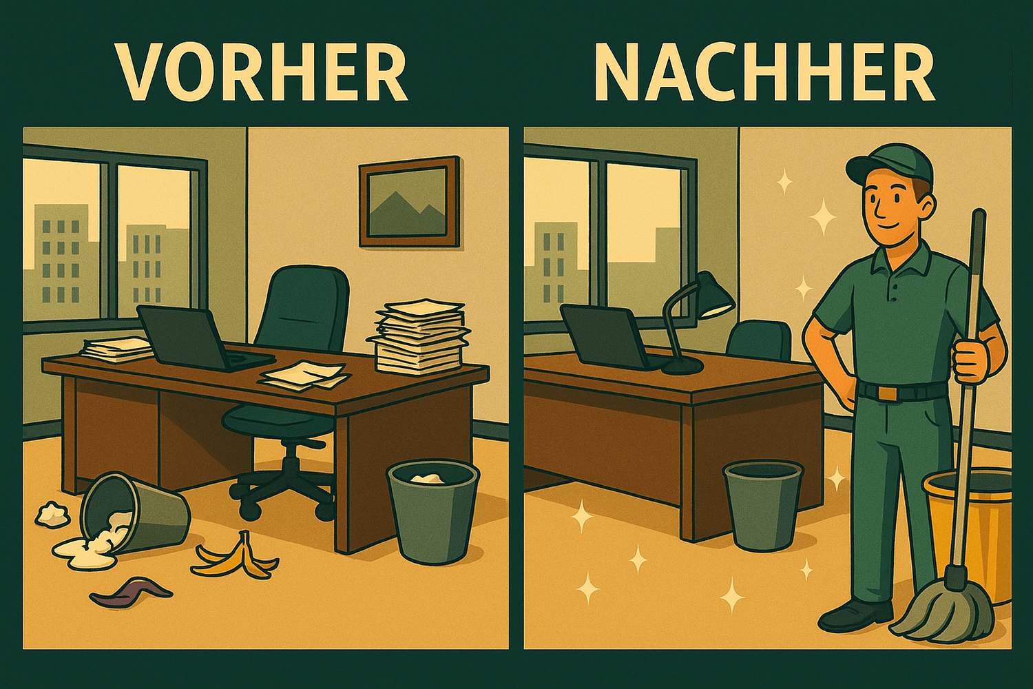 Bild wie Vorher Nachher Ergebnis aussieht in der Büroreinigung