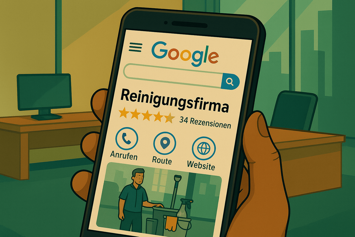 Reinigungsfirma verbessert Sichtbarkeit über Google Business Profil