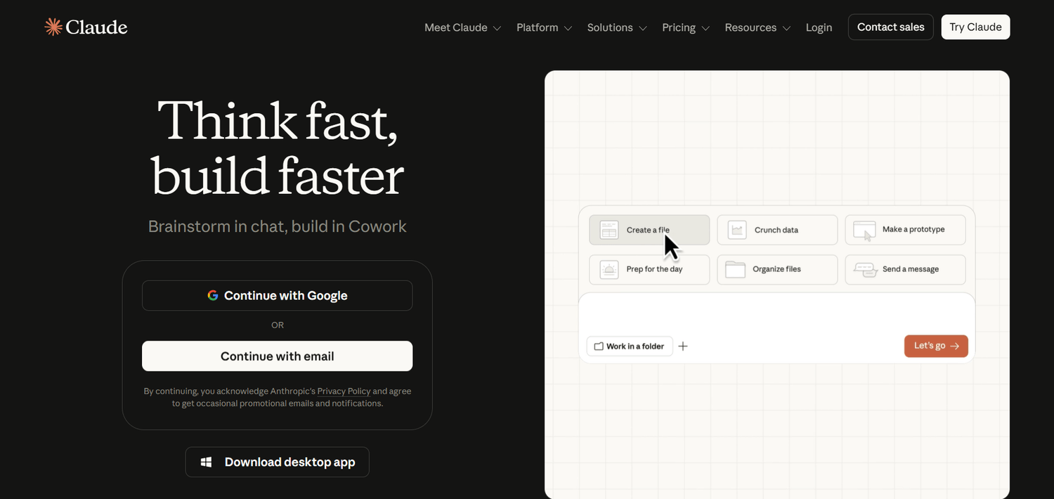 Claude chat interface drafting sales funnel copy