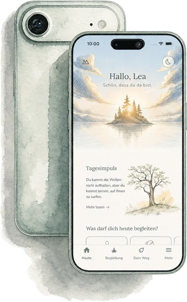 Vorschau der Companion-App der Achtsamkeits-Praxis auf zwei Handys