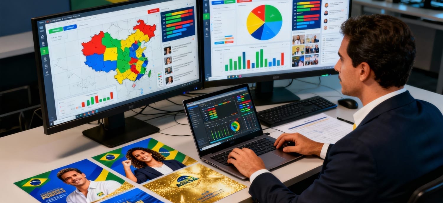 Gestor de anúncios configurando campanha política