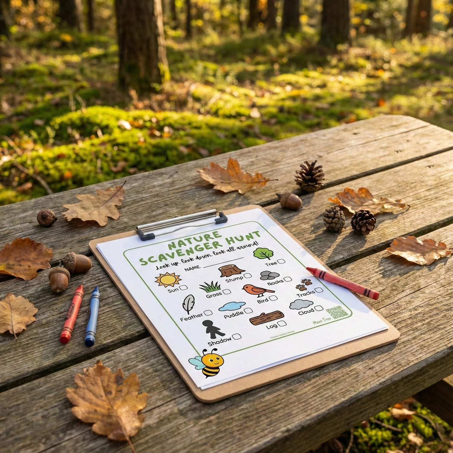 Free nature scavenger hunt pdf used for grounding and mindfulness activity