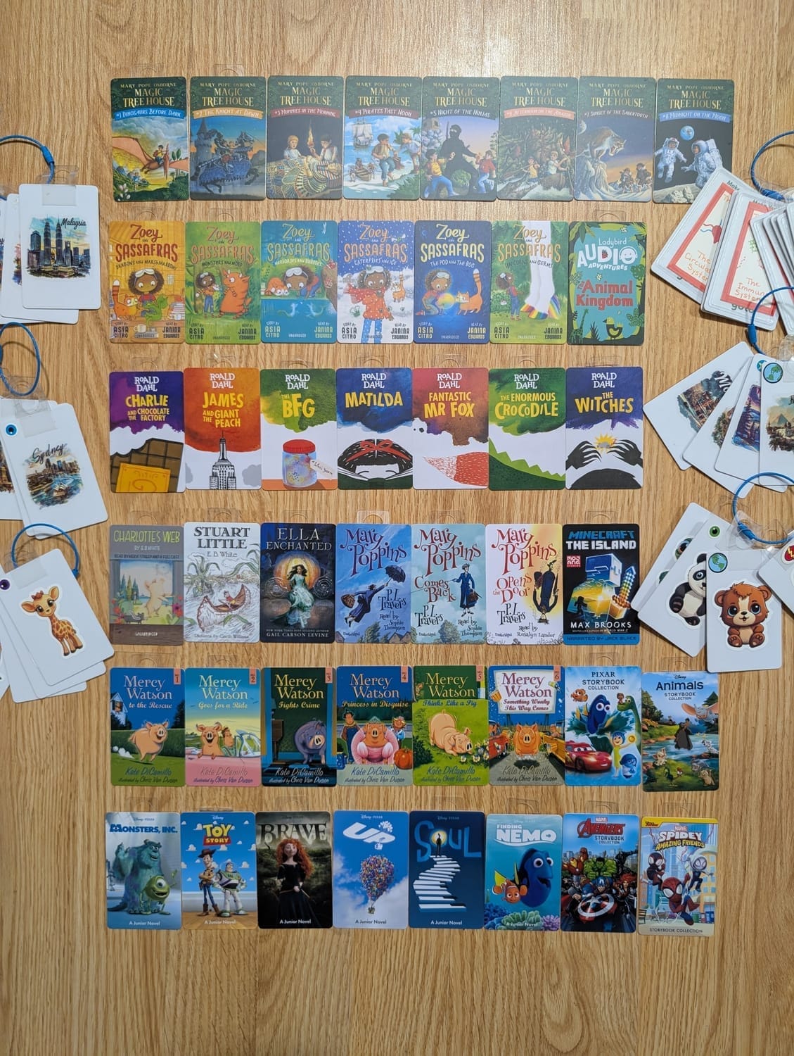 Collection of Yoto cards including Roald Dahl and Disney stories.
