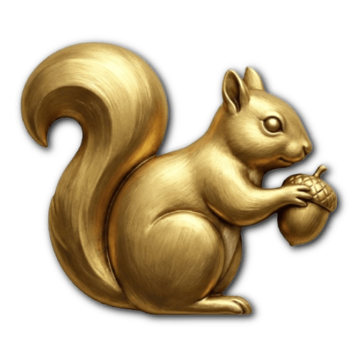 Gold squirrel icon representing the emotion excitement, part of the Little Golden Grove social-emotional learning chart